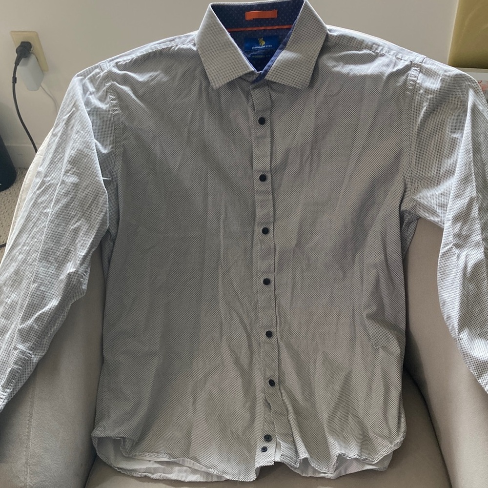 Lotta From Stockholm Men's Gray Casual Button-Down Shirt